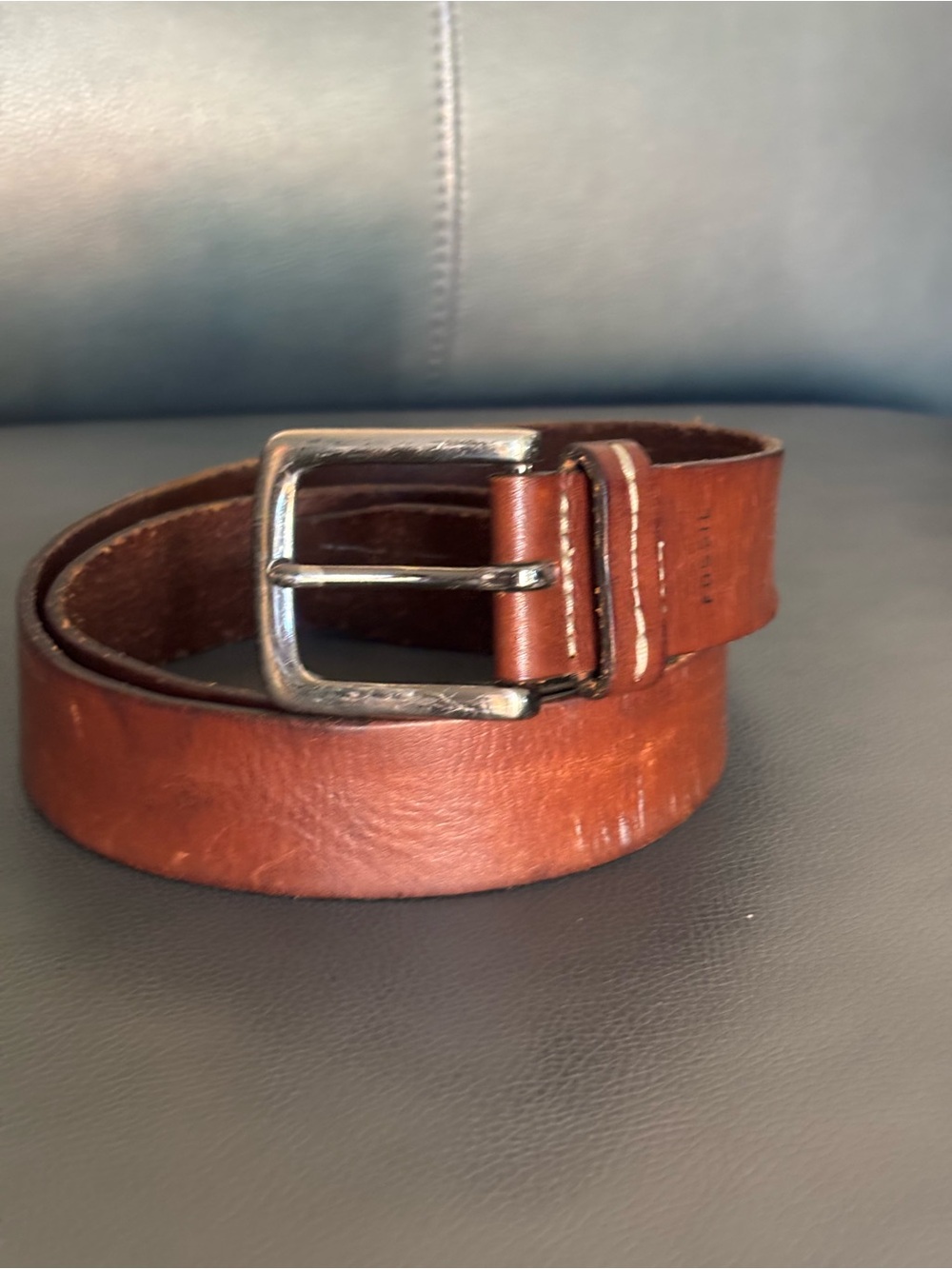 Fossil Men's Brown Genuine Leather Belt with Silver-tone Buckle from 2010